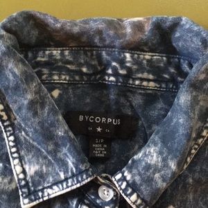 Acid wash chambray button down shirt